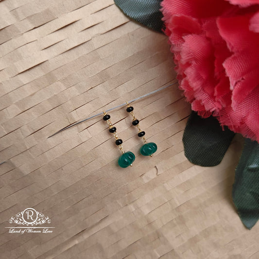 earrings 92.5 silver cute black bead hangings -rch985 92.5 silver ramala jewelry / ramala collections