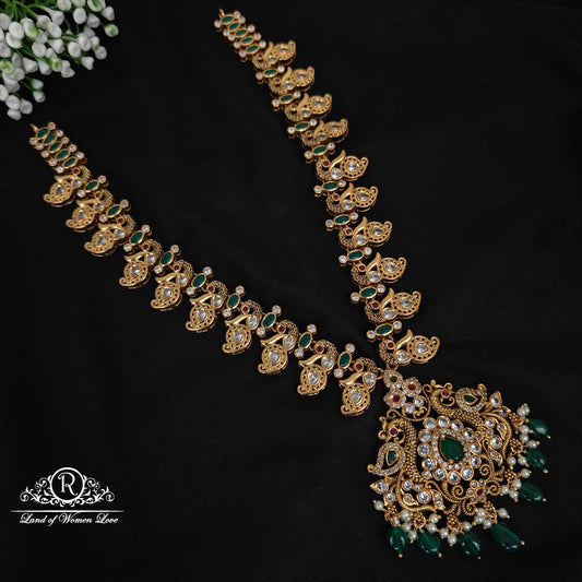 haram 92.5 silver cz's peacocks design mini haram-rcm305 cz 92.5 silver ramala jewelry / ramala collections