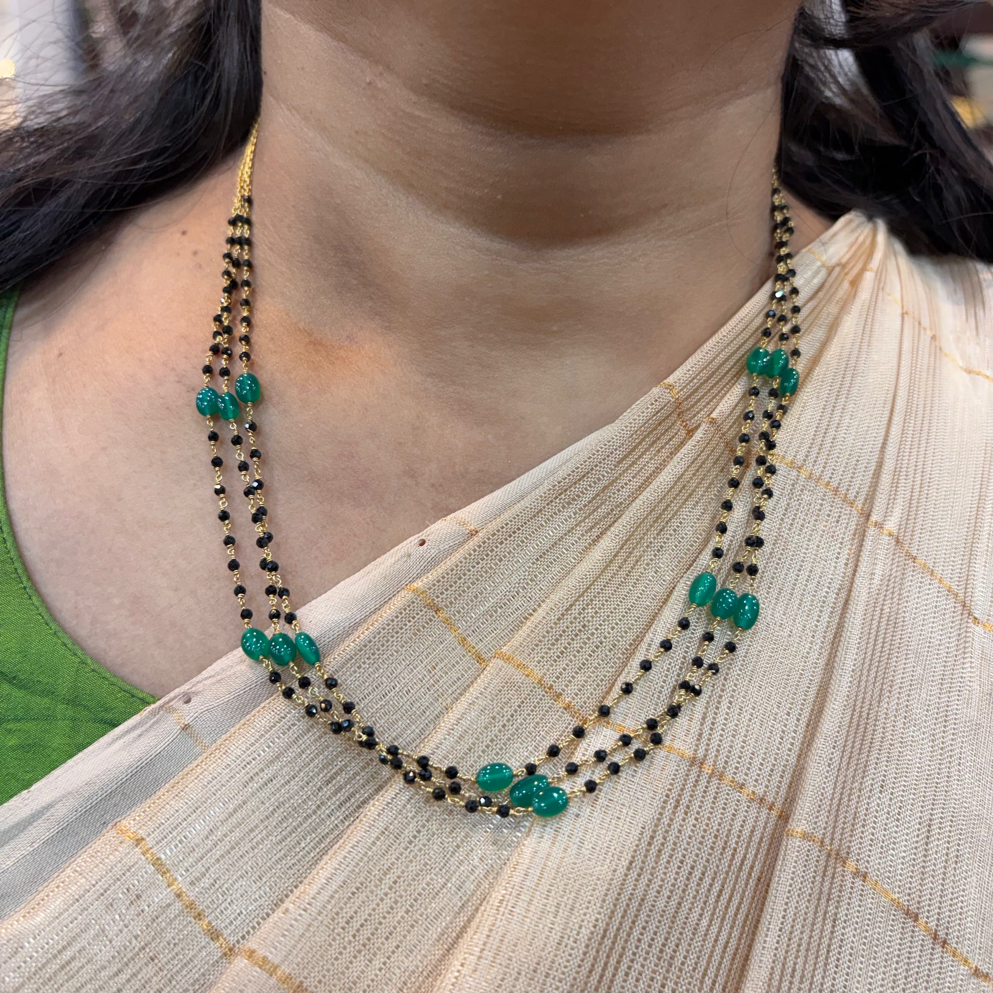 92.5 silver three lines crystals black beads-rcah09 92.5 silver ramala jewelry / ramala collections