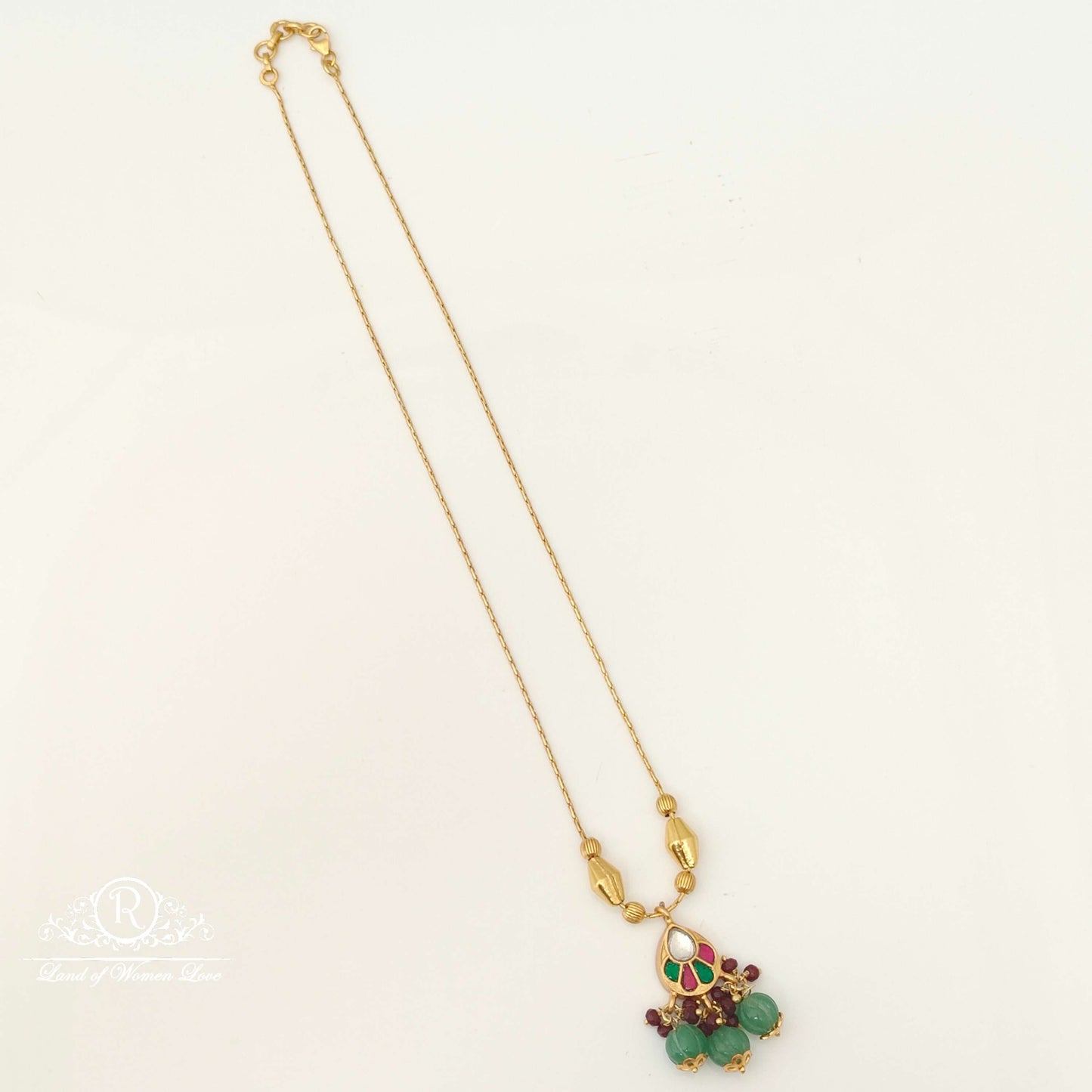 Silver Kundan Model Locket Design Chain-RC87-75P54