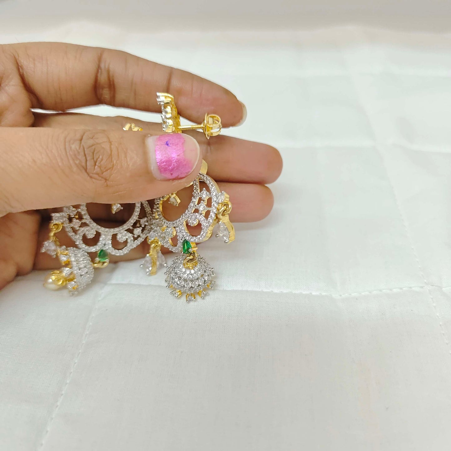 Silver radium polish diamond earrings -RCV119