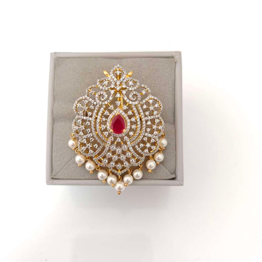 earrings silver base gold polish cz-stone pendant design-rct229 cz 92.5 silver ramala jewelry / ramala collections