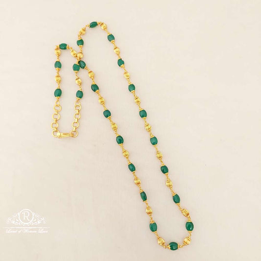 chain silver gold balls with green beads chain-jr83 92.5 silver ramala jewelry / ramala collections
