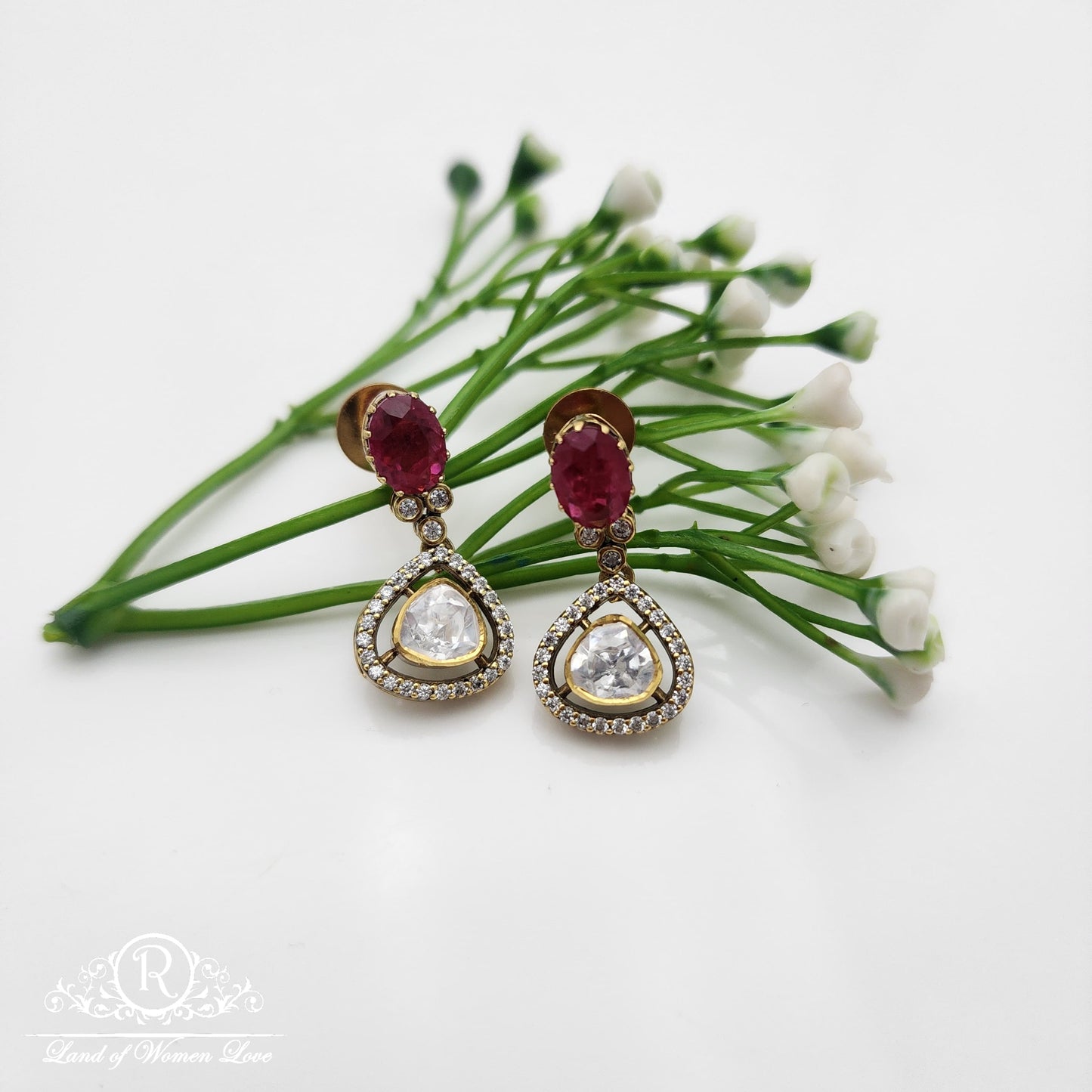 earrings silver moissanite earrings-rcrs6 ruby 92.5 silver ramala jewelry / ramala collections