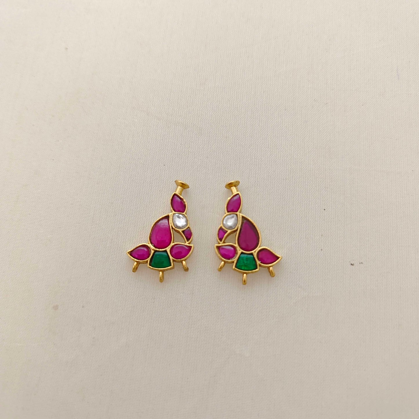 Silver kundan peacock pendant -RCD266