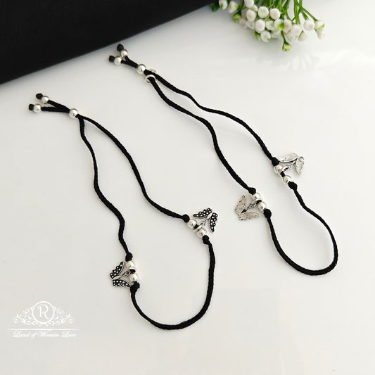 Silver black theard butterfly  anklets-RCRA105