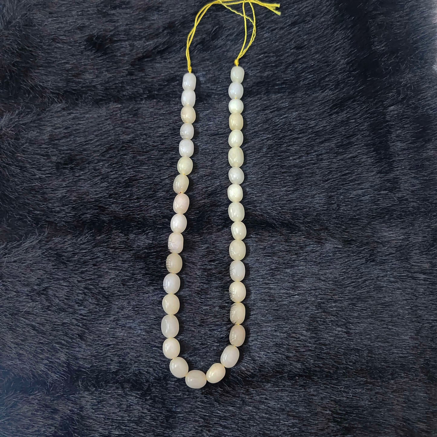 Milky white gemstone plain hand polished tumble beads-RCMJ05