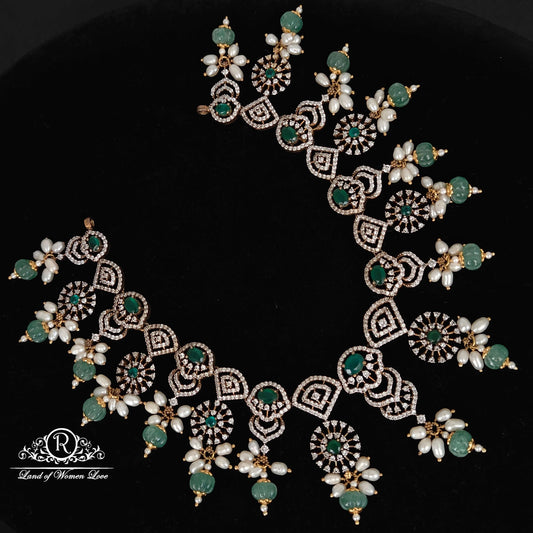 necklace silver cz- necklace-rch0020-1 cz 92.5 silver ramala jewelry / ramala collections