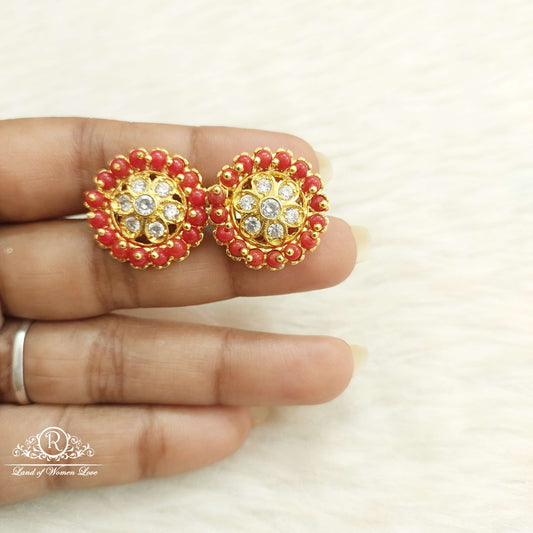 Silver Coral Earrings-D019