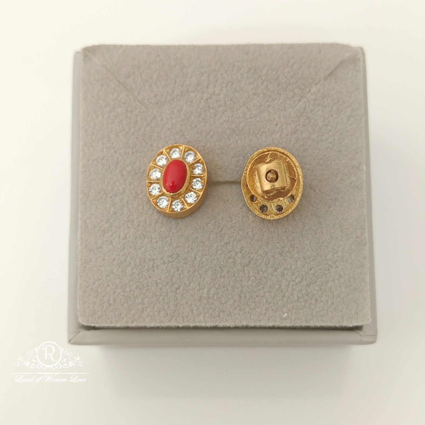 Silver Coral Stud Earrings-RCL02