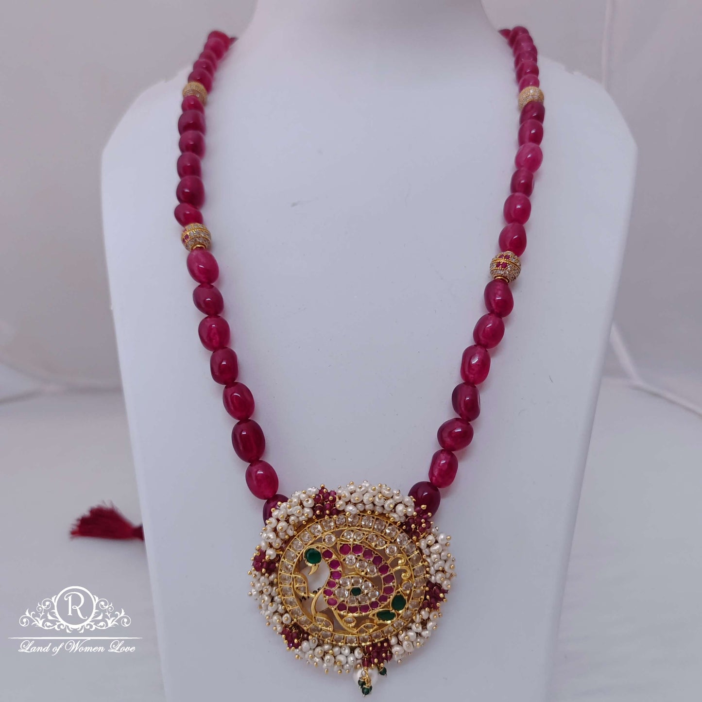 Silver ruby chain with pendant -RCH345