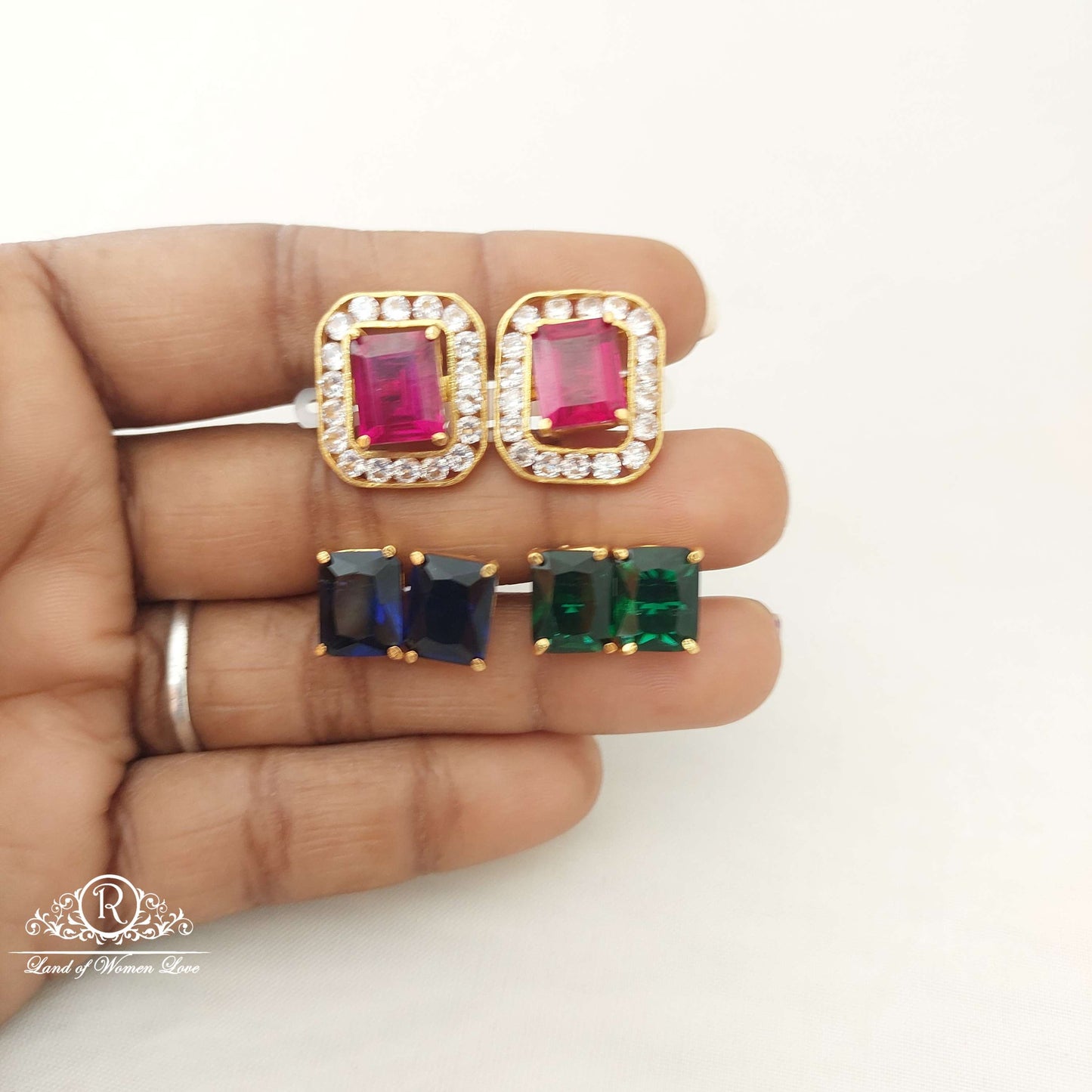 Silver Changeable Stones Earrings-SA466