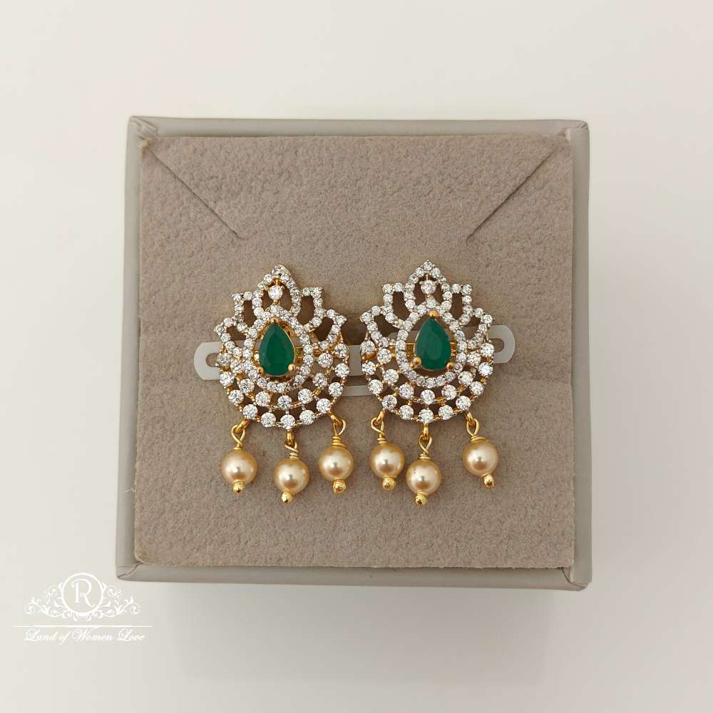 earrings silver diamond replica design cz-stones earrings-rccp101 cz 92.5 silver ramala jewelry / ramala collections