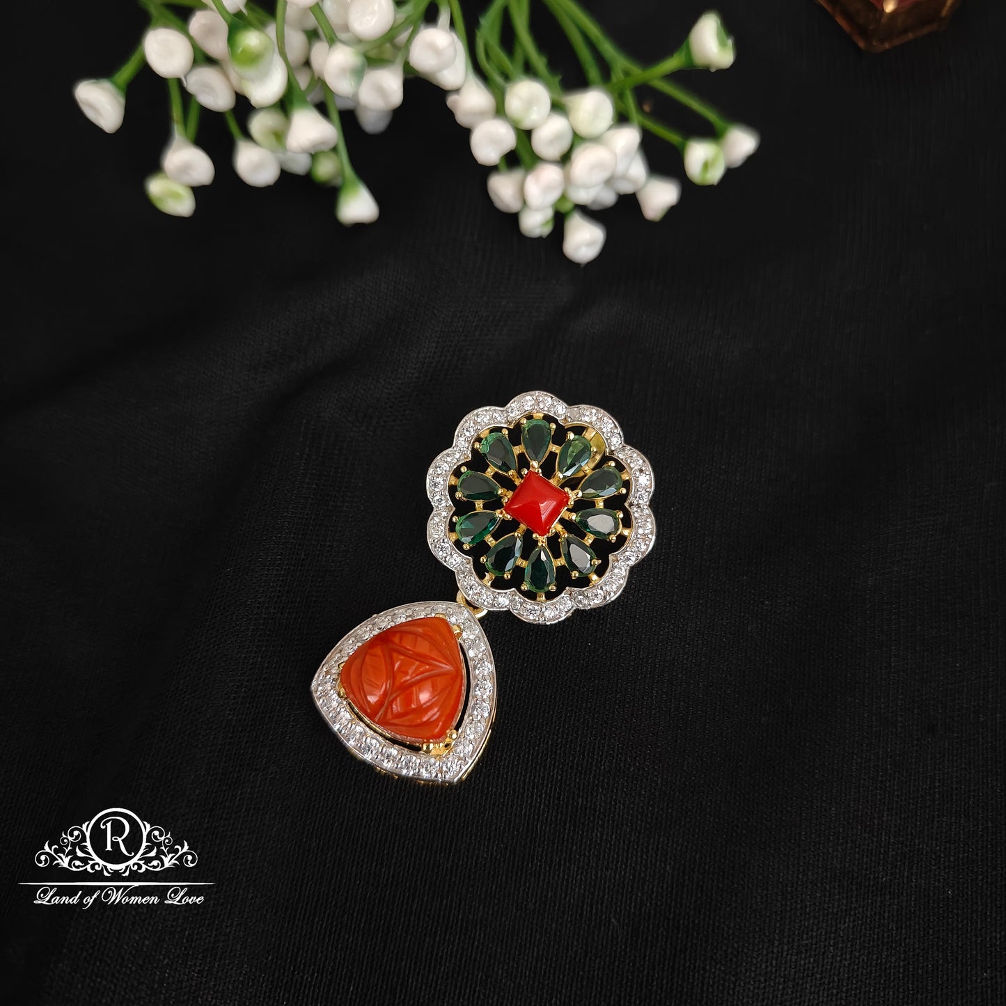 pendant 92.5 silver simple and cute pendant - rcnj019 coral 92.5 silver ramala jewelry / ramala collections