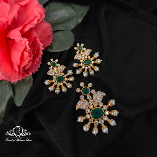 earrings 92.5 silver simple and cute earrings with pendent set with pearls -rch955 92.5 silver ramala jewelry / ramala collections