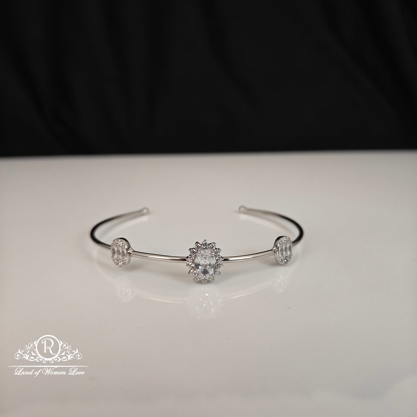 bracelet 92.5 silver beautiful adjustable bracelet-rcra130 cz 92.5 silver ramala jewelry / ramala collections