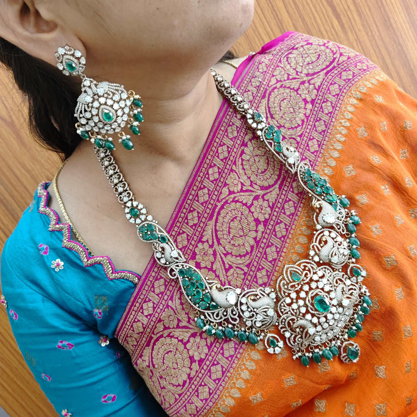 Silver Victorian Moissanite Peacock Design Haram-RCZ29