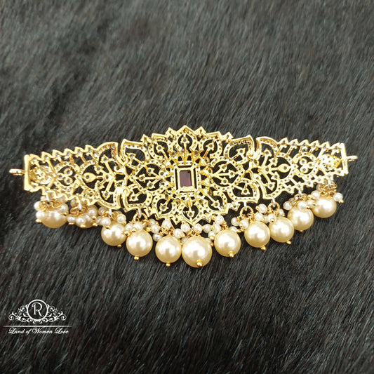 Silver CZ-White Stones Chocker-D065