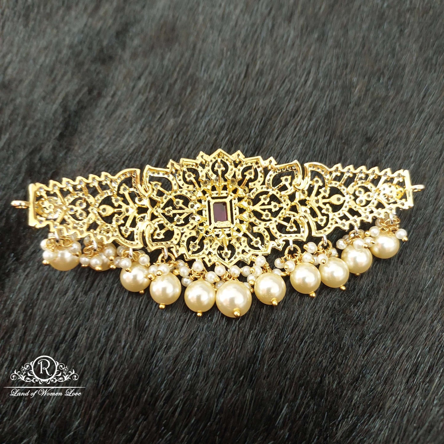 Silver CZ-White Stones Chocker-D065