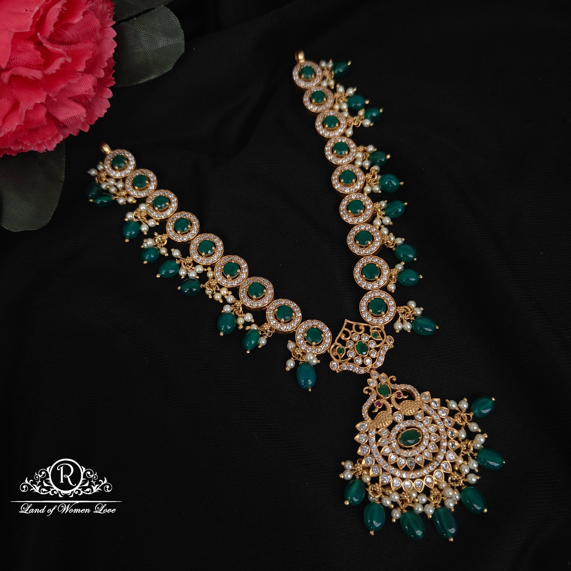 necklace 92.5 silver simple and cute necklace with beads hangins-rcl65 92.5 silver ramala jewelry / ramala collections