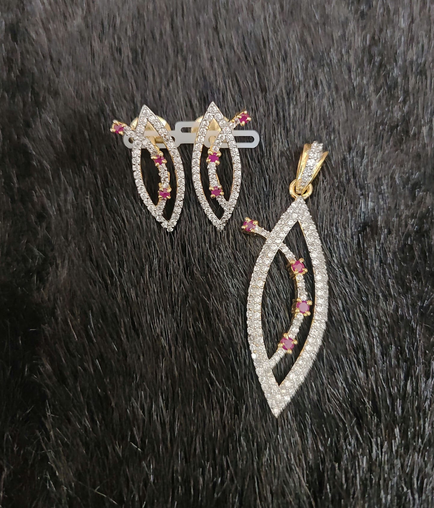 Silver CZ- Earrings With Matching Locket-JR204JR205