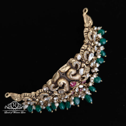 Silver Victorian Moissanite Peacock Design Chocker -RCM772