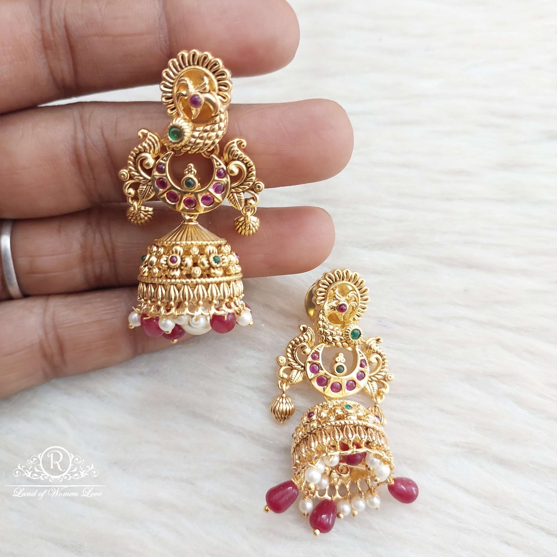 stud silver peacock model jhumkas-s905 92.5 silver ramala jewelry / ramala collections