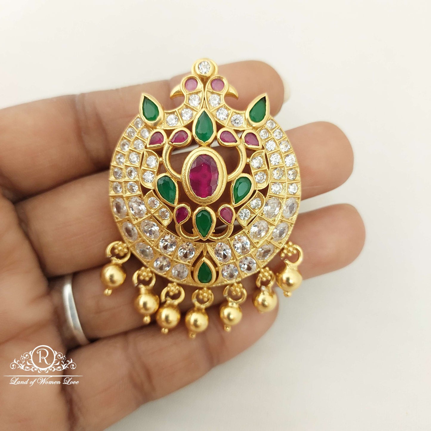 Silver CZ-Stone Peacock Locket-SA407