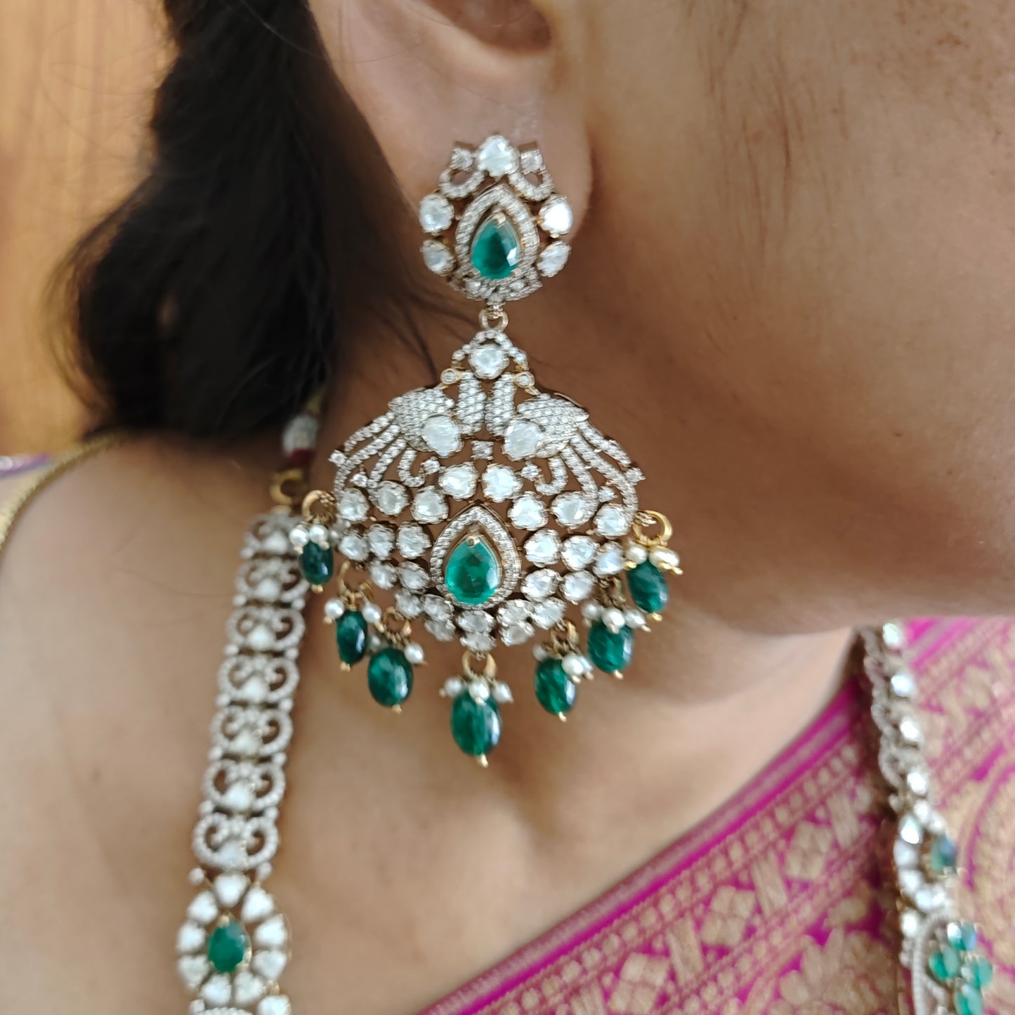 Silver Victorian Moissanite Peacock Design Haram-RCZ29