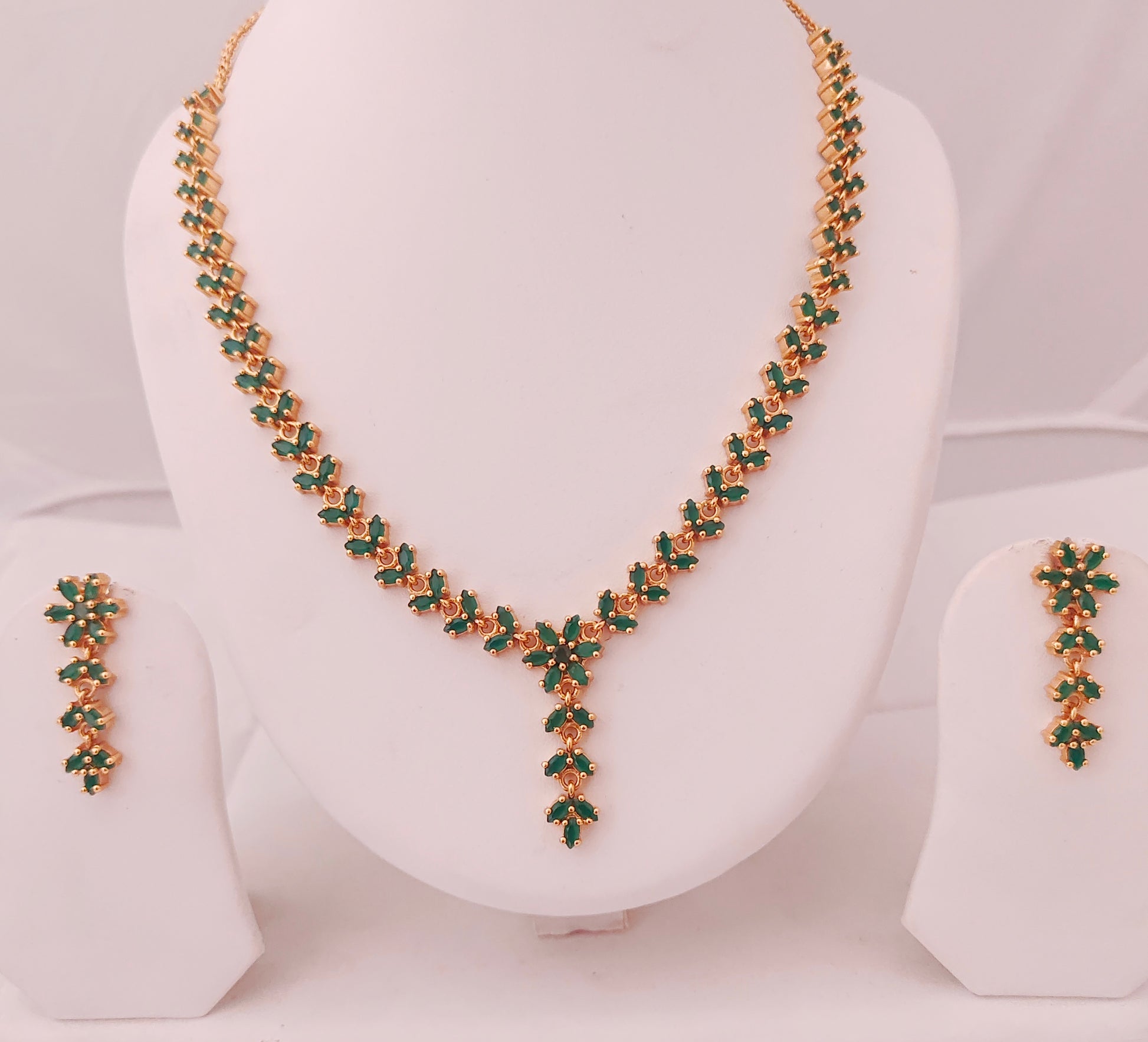 earrings silver cz-gold polish set wise necklace beautiful design -rcg060 cz 92.5 silver ramala jewelry / ramala collections