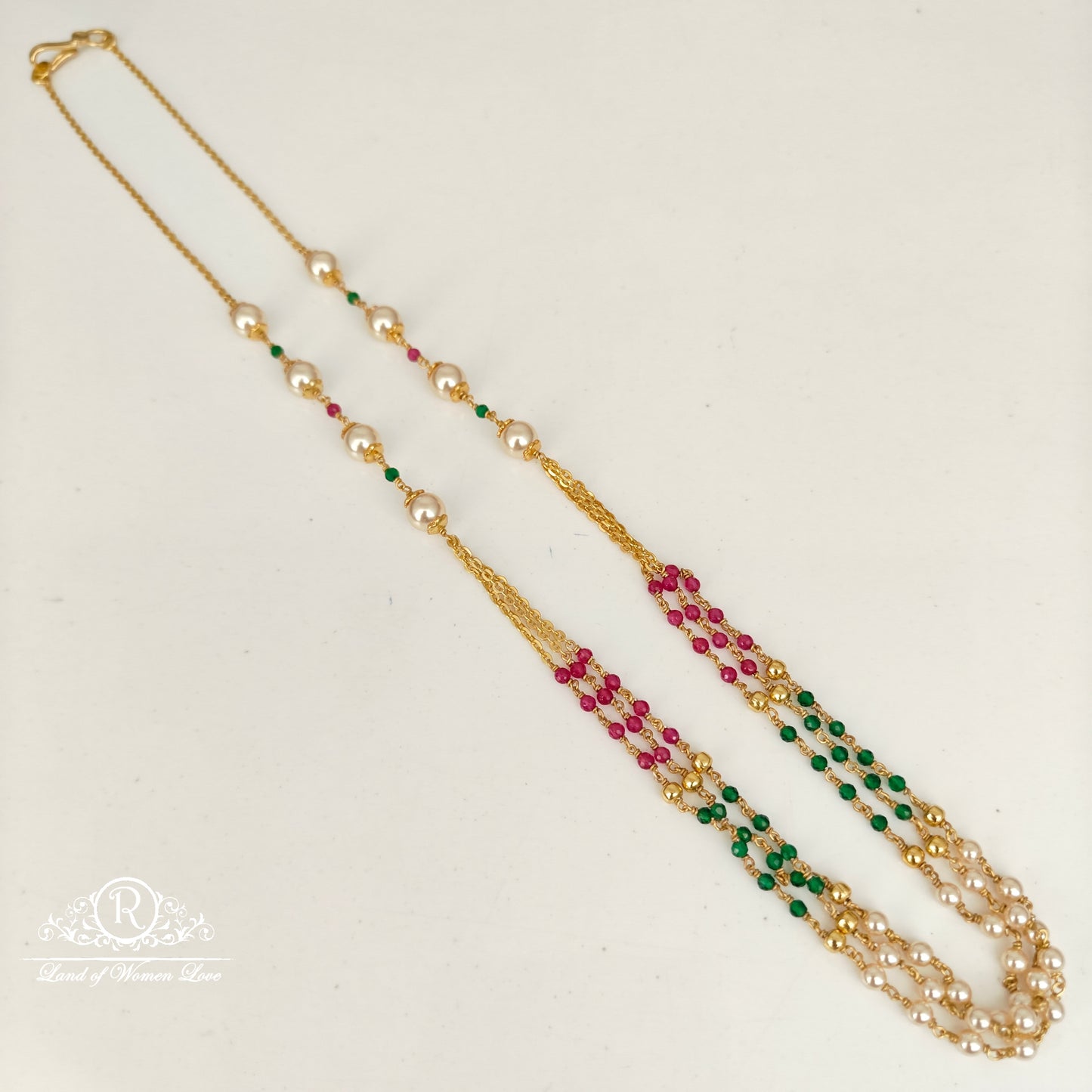 92.5 silver simple and cute beads mala with pearls -rch882 92.5 silver ramala jewelry / ramala collections