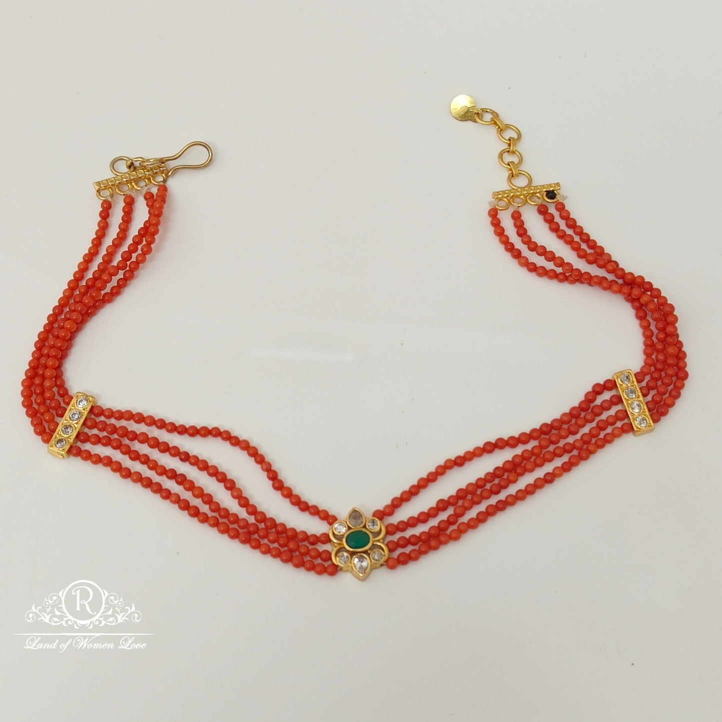 silver coral beads design chocker-rch571 coral 92.5 silver ramala jewelry / ramala collections