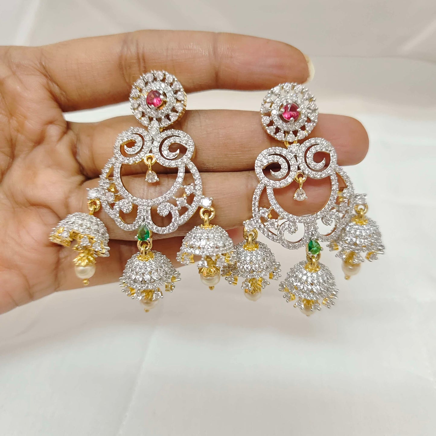 Silver radium polish diamond earrings -RCV120