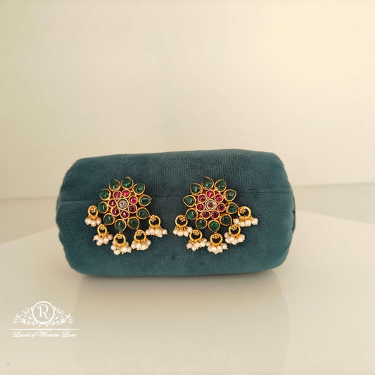 Flower design Kundans Earrings-RCH263