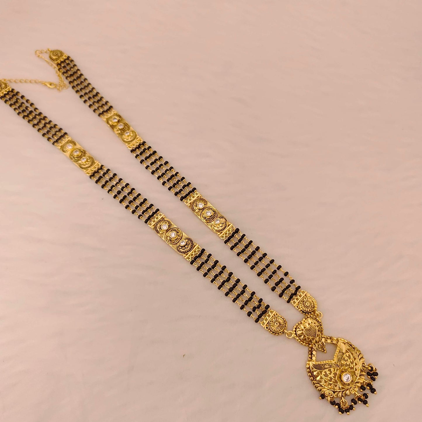 earrings silver black beads chain 3 lines -rcd435 92.5 silver ramala jewelry / ramala collections