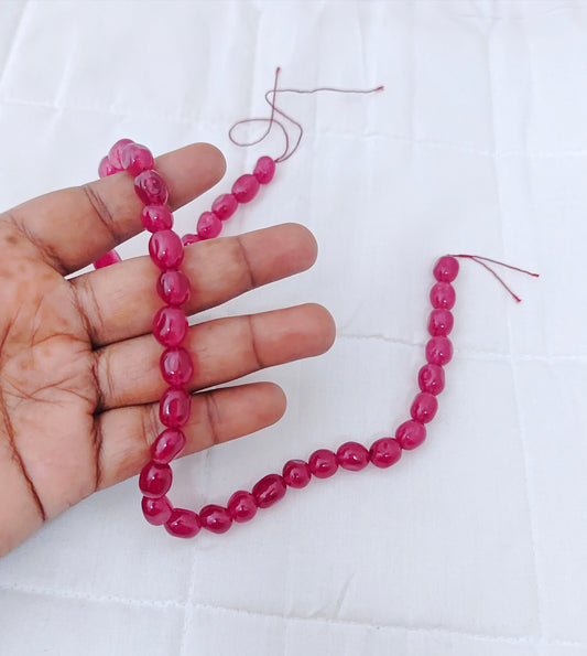 Ruby quartz plain oval Dul Dul Beads-RCMJ02