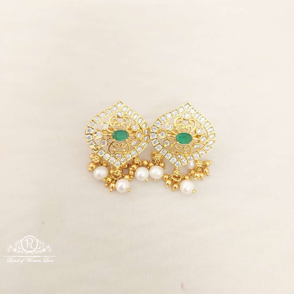 Silver CZ- White Stones Earrings-M138