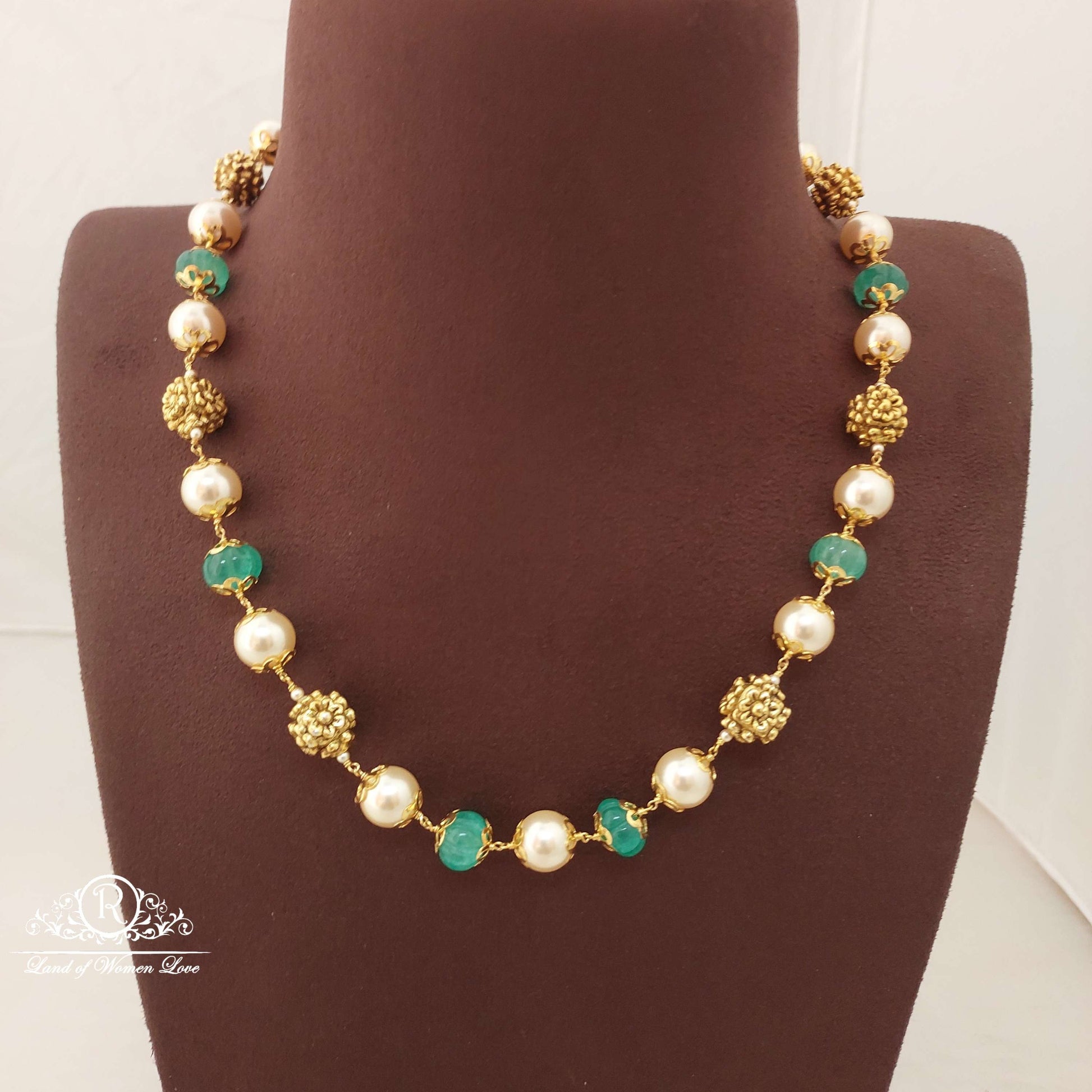silver nakshi gold balls with pearls beads mala-h097 92.5 silver ramala jewelry / ramala collections