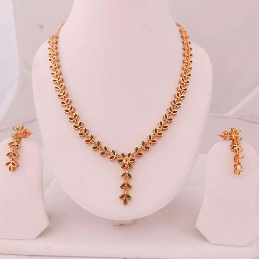 Silver CZ-gold polish set wise necklace beautiful design -RCG060