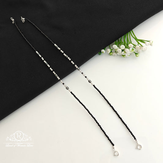 anklet silver black beads anklets -rcra103 92.5 silver ramala jewelry / ramala collections