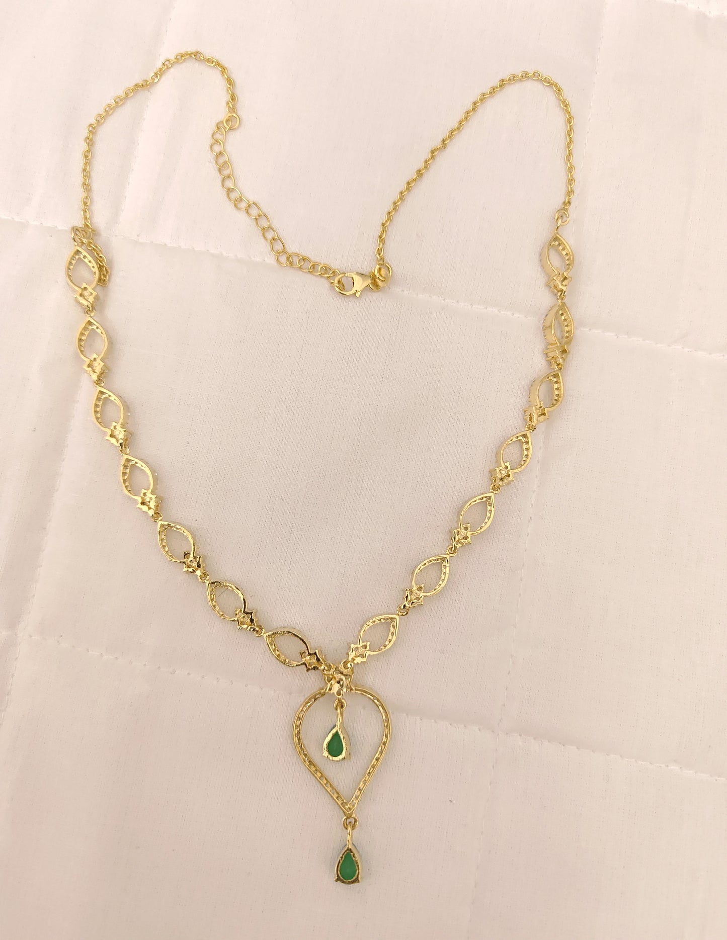 Silver CZ- White Stones Design Necklace-RCES21