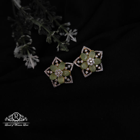 earrings 92.5 silver diamond finishing amaya beads flower design earrings 92.5 silver ramala jewelry / ramala collections