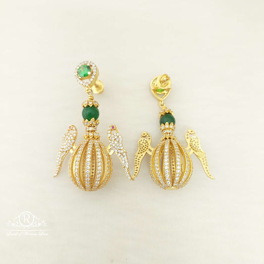 Silver Peacock CZ- Earrings-D015