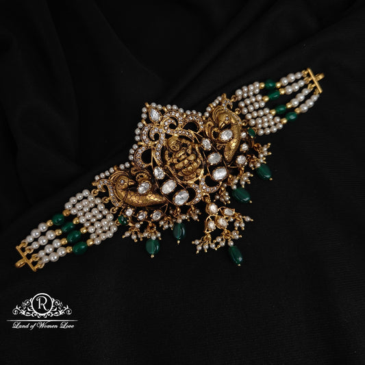 silver moissanite stone lakshmi devi chocker moissanite 92.5 silver ramala jewelry / ramala collections