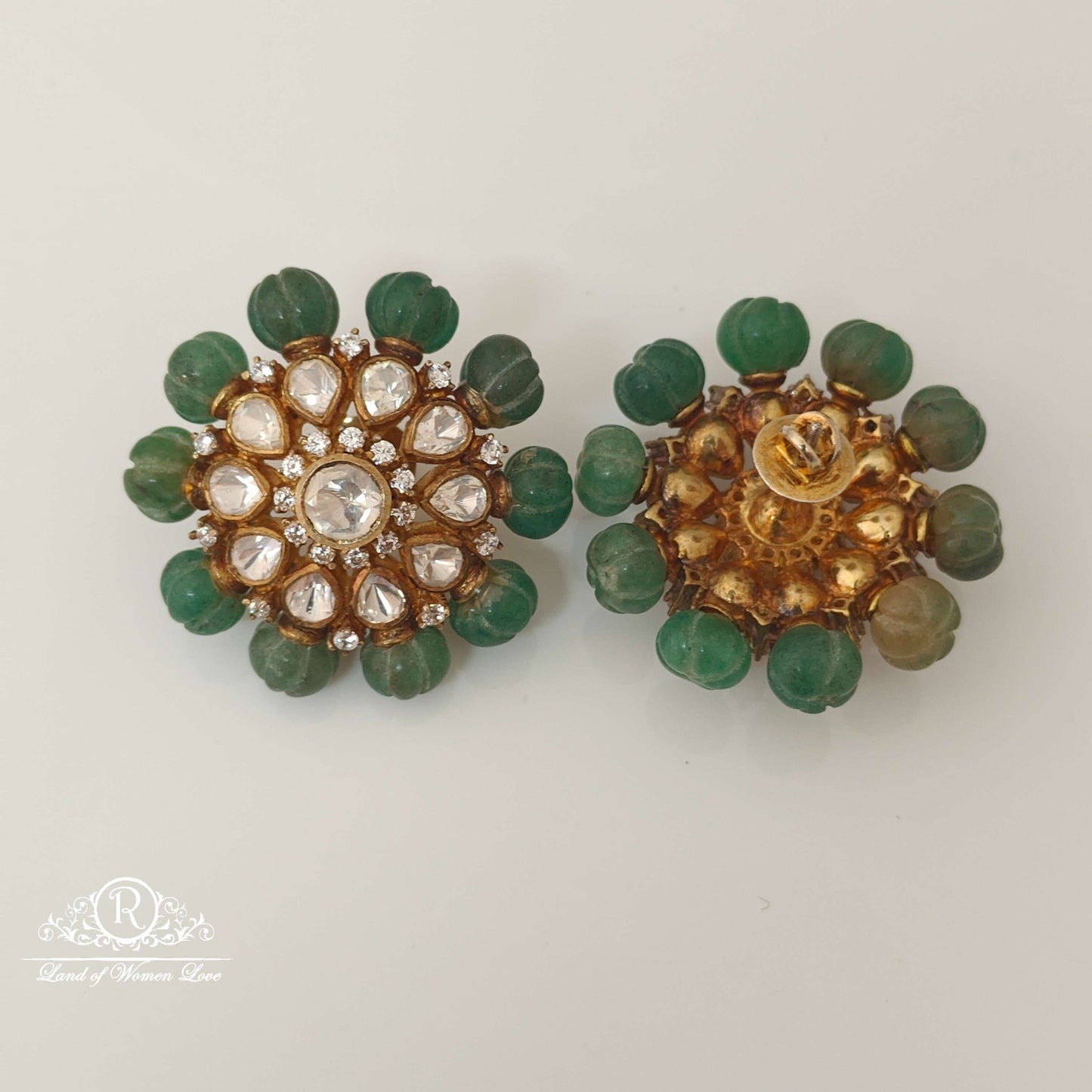 Silver Moissanite Pumpkin Design Stud Earrings-RCH575