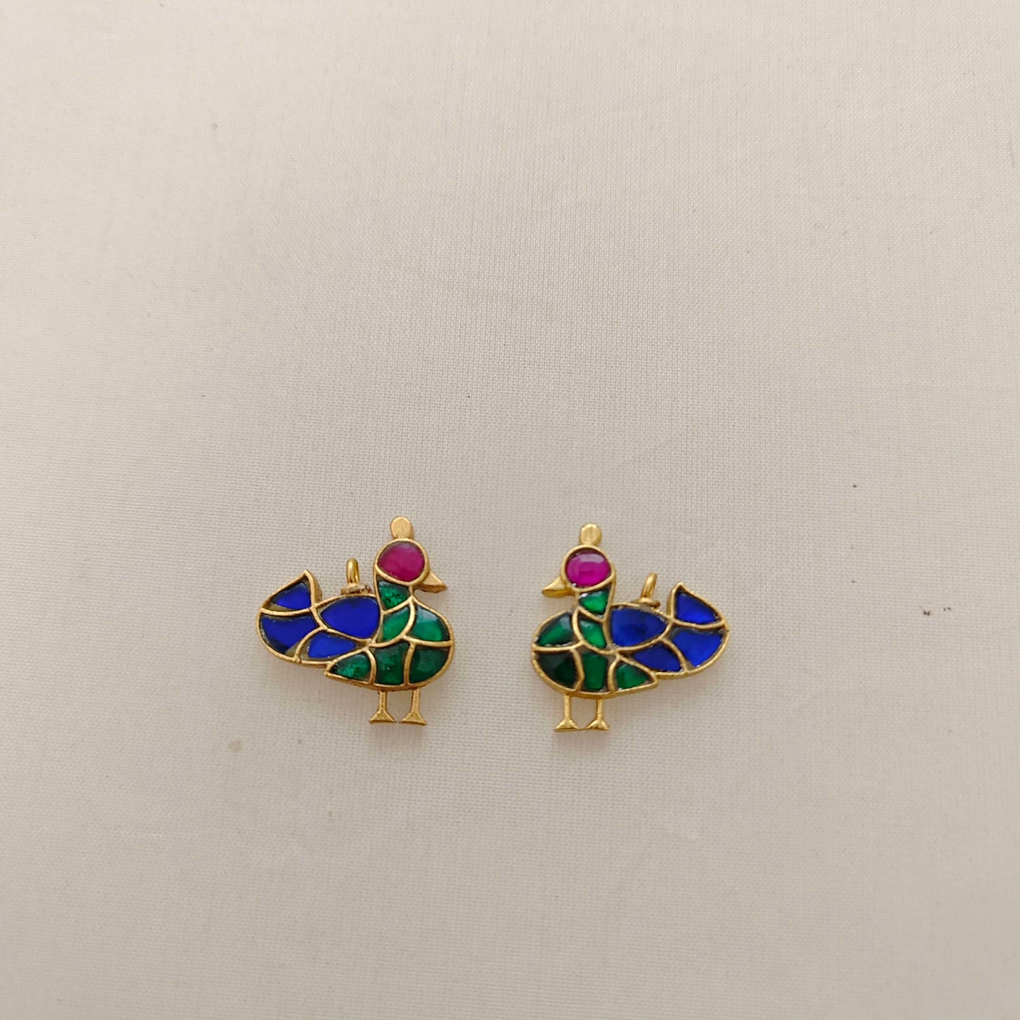 Silver kundan peacock pendant -RCD256