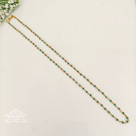 92.5 silver simple and cute beads mala with green beads-rch900 92.5 silver ramala jewelry / ramala collections