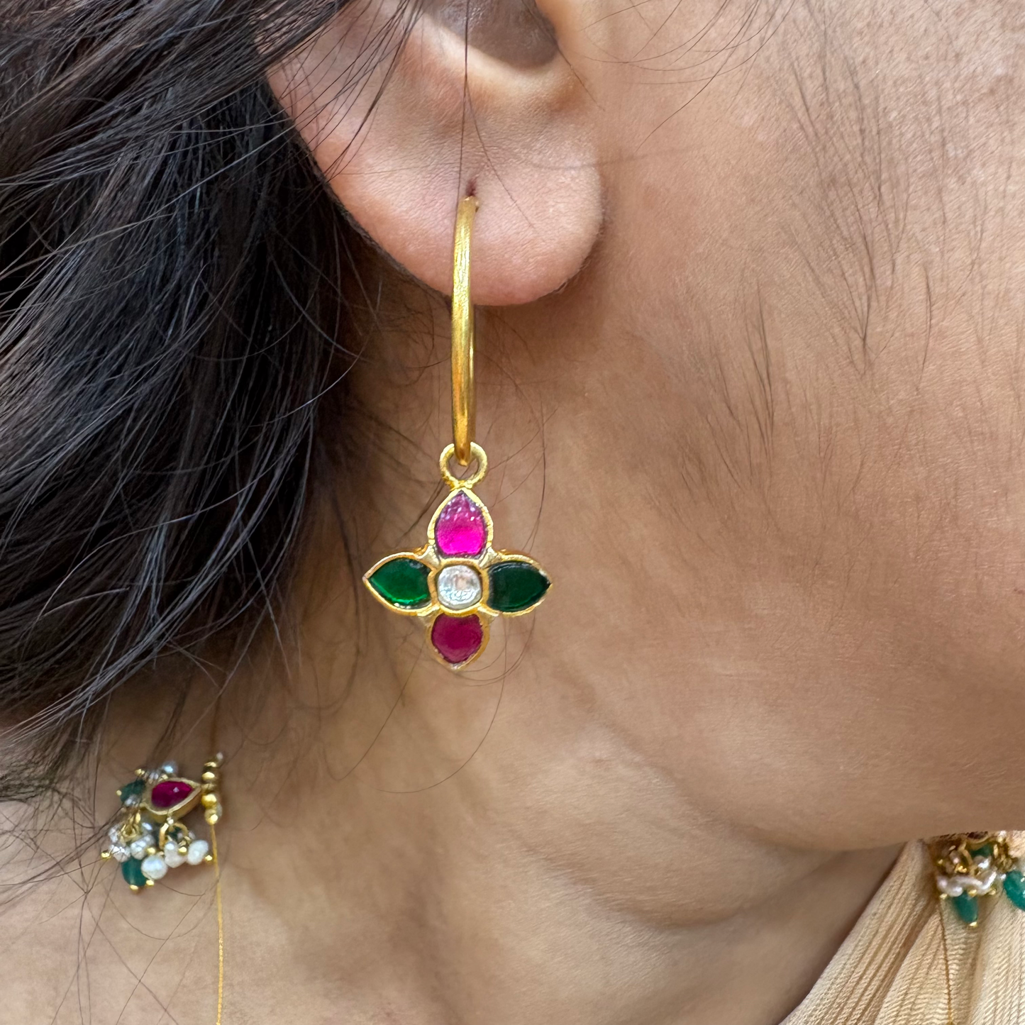 earrings silver kundan stones design earrings- rc87-75p59 kundan 92.5 silver ramala jewelry / ramala collections