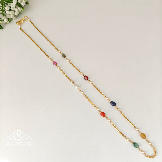 92.5 silver simple and cute navaratna beads mala -rchk0157 navaratna 92.5 silver ramala jewelry / ramala collections