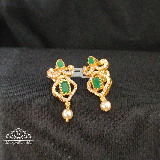 Silver emerald earrings -RCM392